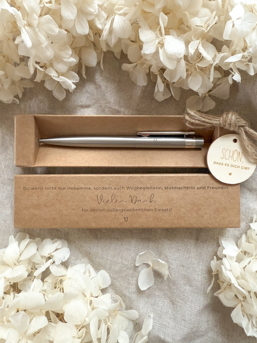 Personalisierter Kugelschreiber aus Edelstahl für Hebamme mit Gravur & Geschenkbox | Du warst nicht nur