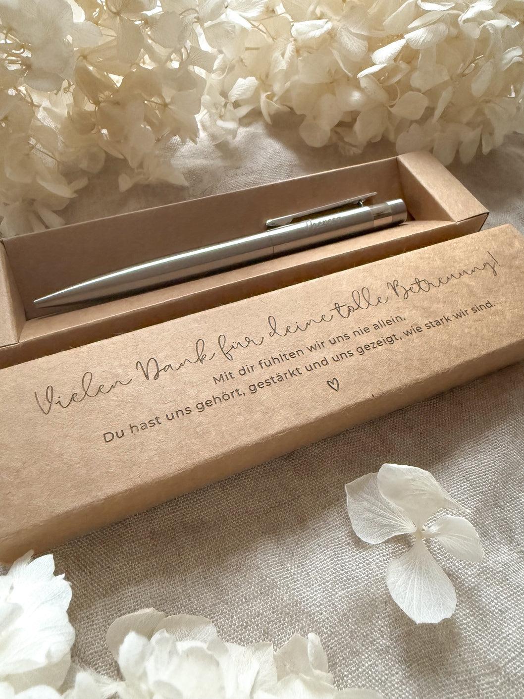 Personalisierter Kugelschreiber aus Edelstahl für Hebamme mit Gravur & Geschenkbox | Vielen Dank für