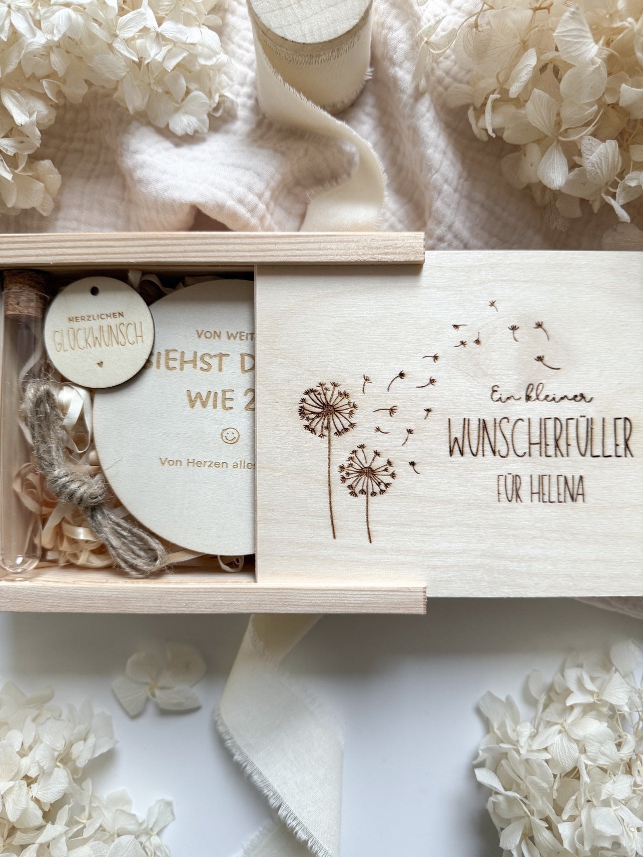 Personalisiertes Geldgeschenk zum Geburtstag aus Holz | Pusteblume