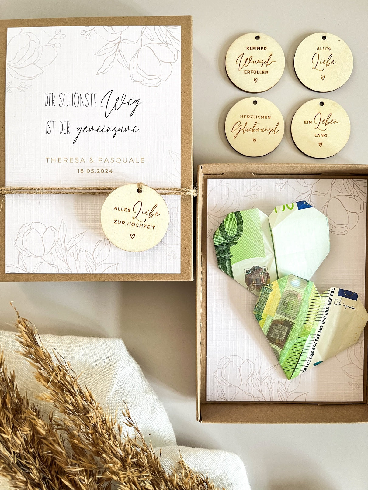 Personalisiertes Geldgeschenk zur Hochzeit | Blumenumrisse