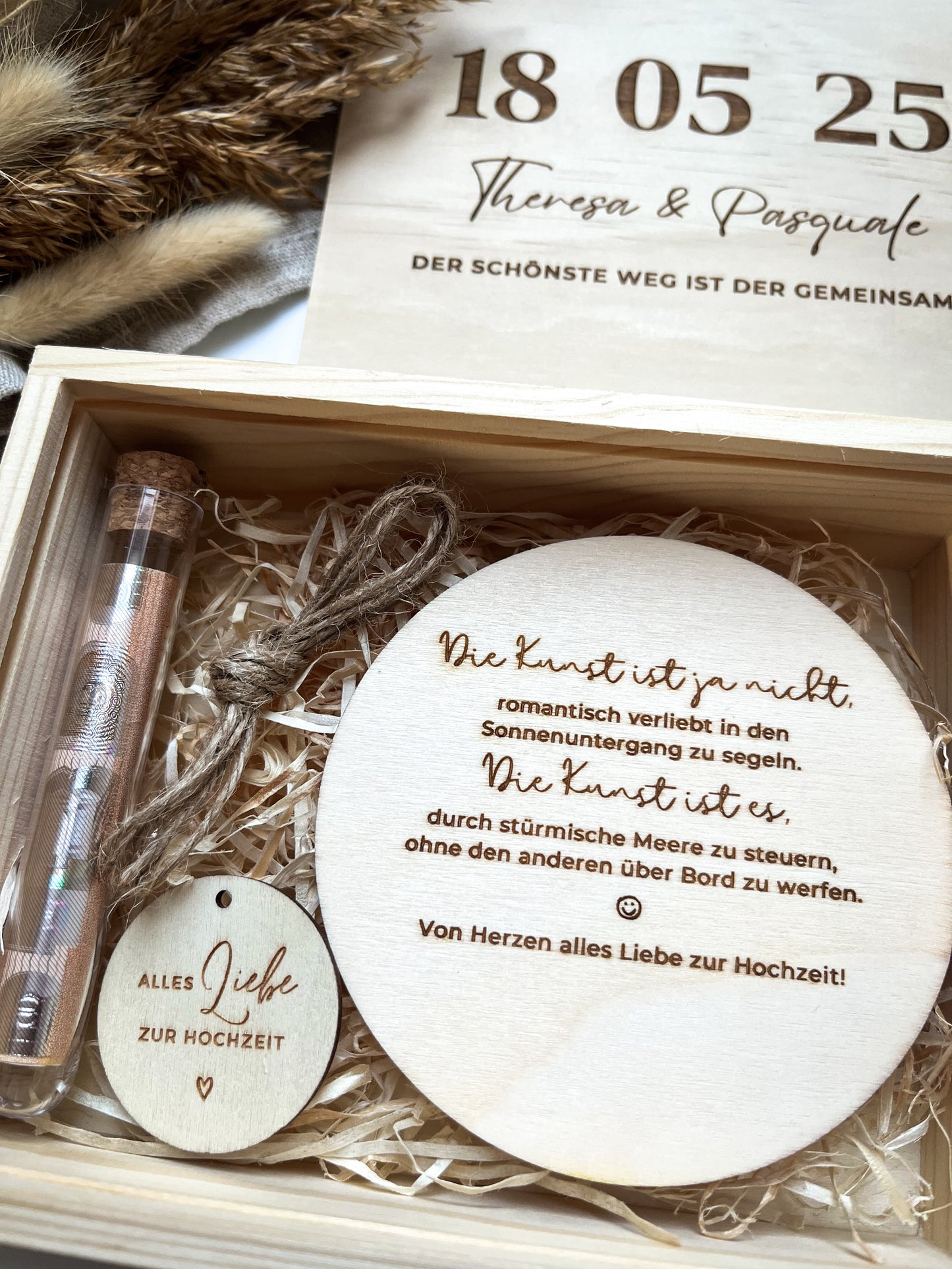 Personalisiertes Geldgeschenk aus Holz zur Hochzeit | Datum
