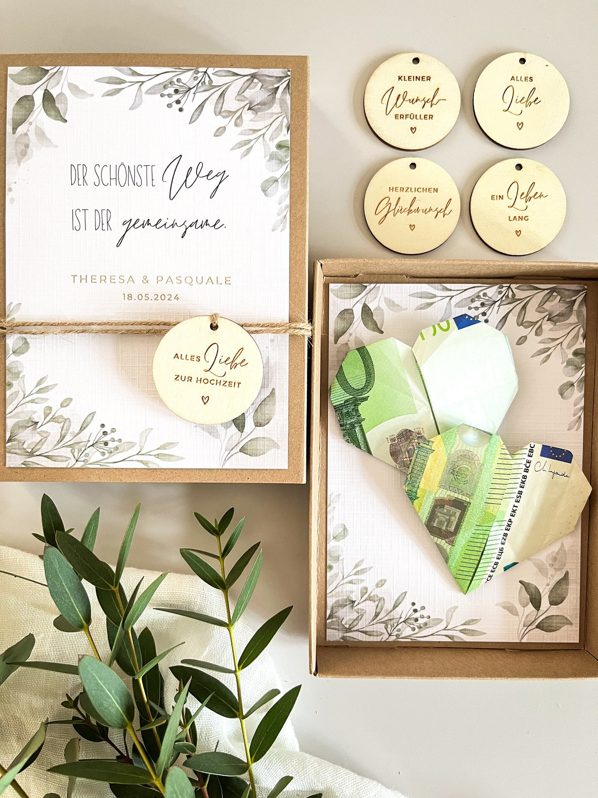 Personalisiertes Geldgeschenk zur Hochzeit | Olivenzweige
