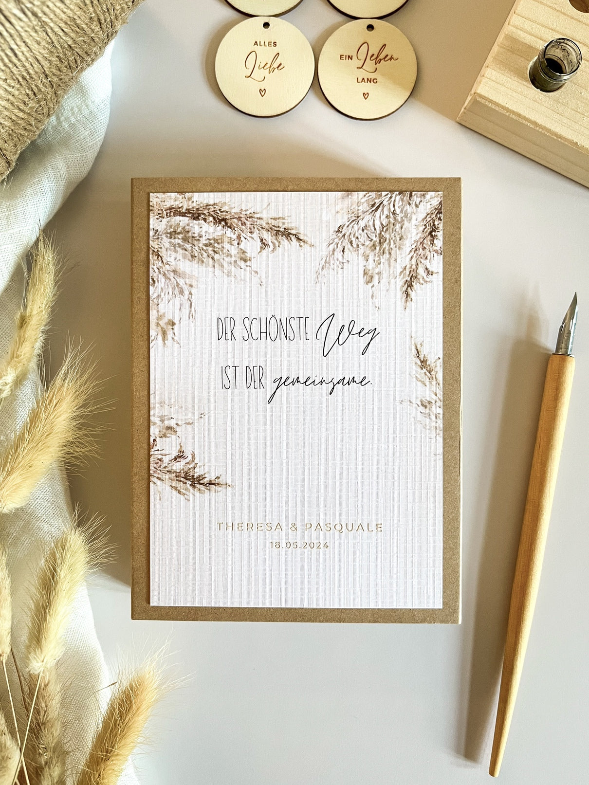 Personalisiertes Geldgeschenk zur Hochzeit | Pampasgras-Motiv