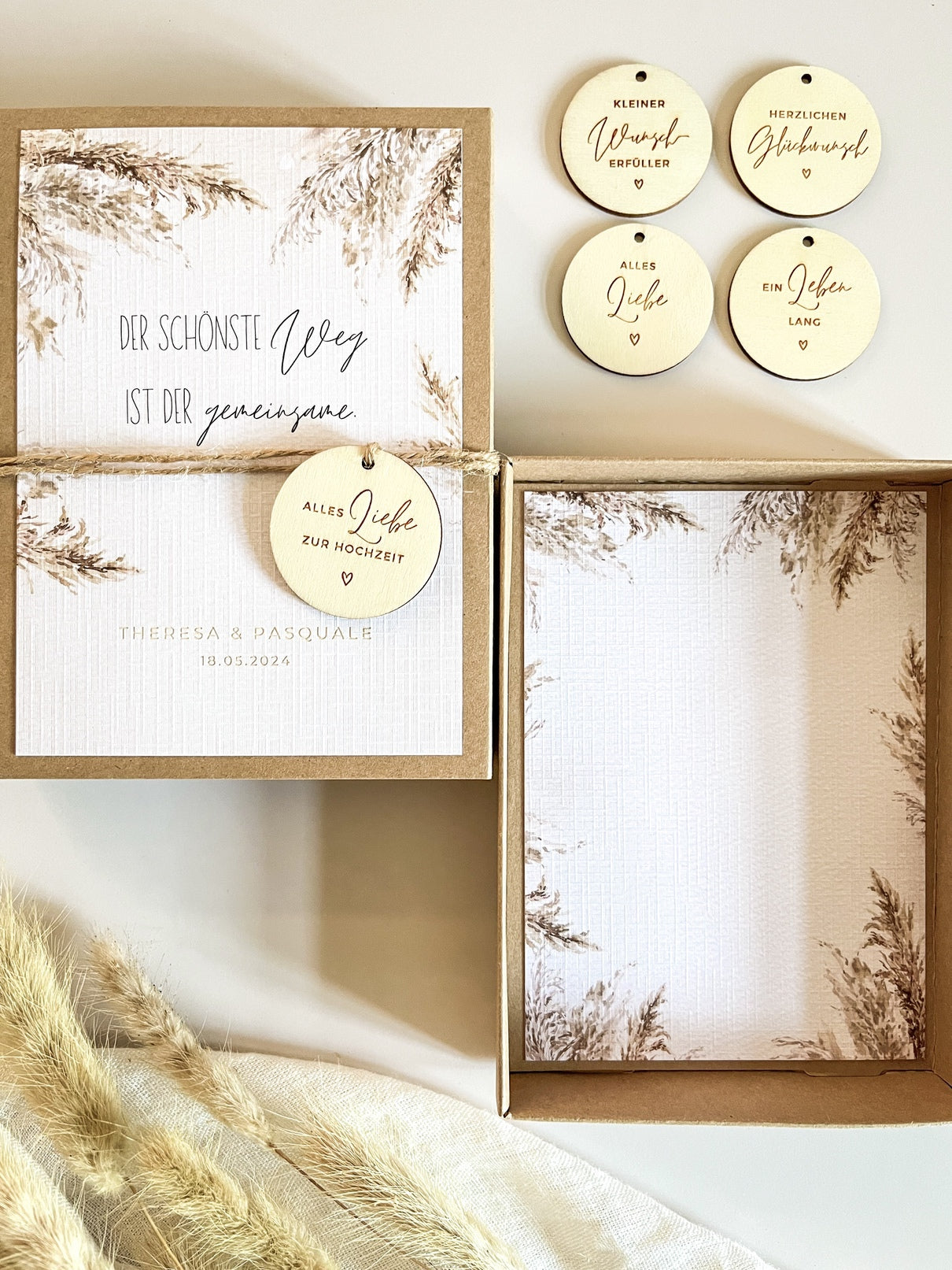 Personalisiertes Geldgeschenk zur Hochzeit | Pampasgras-Motiv