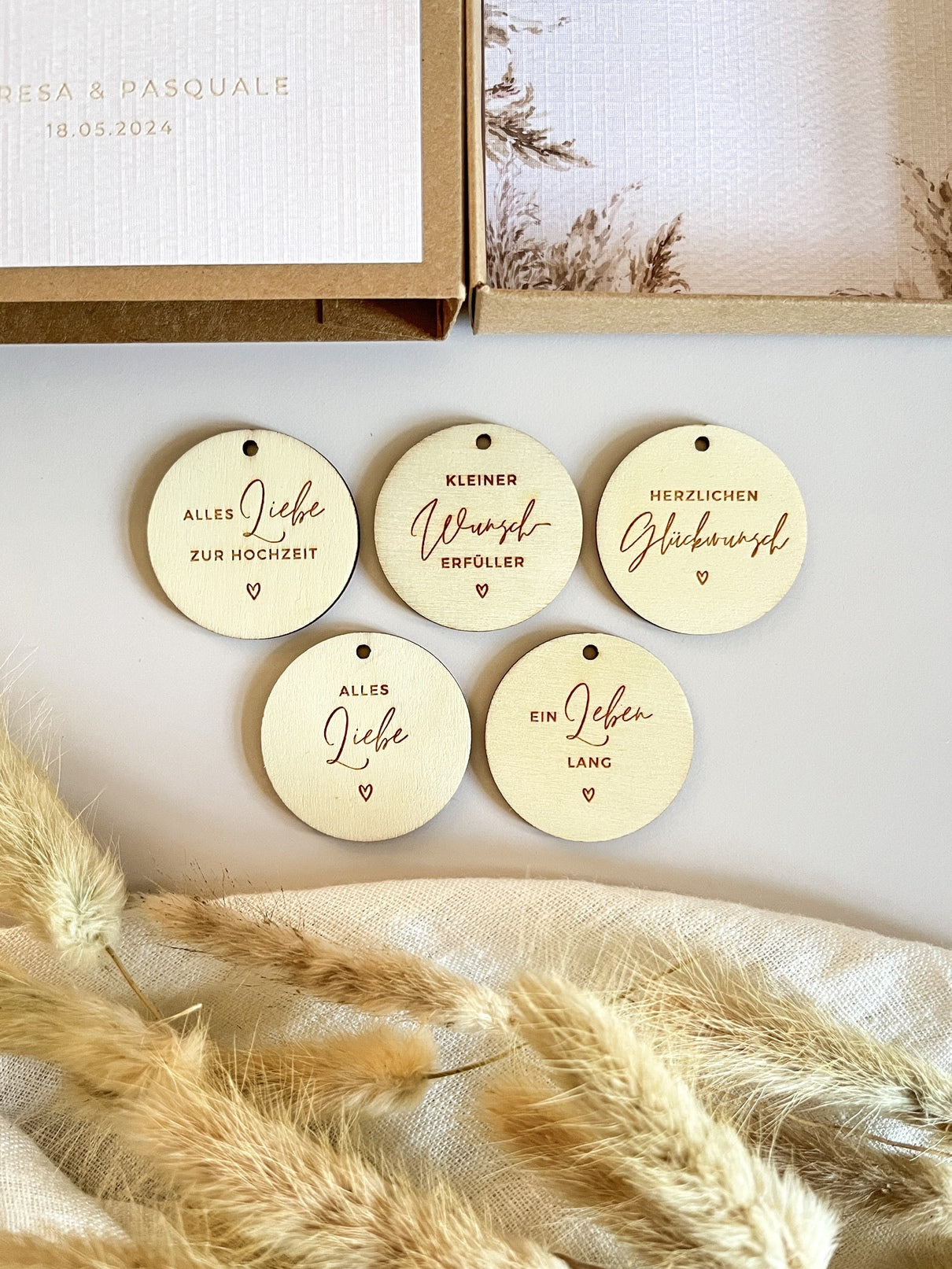 Personalisiertes Geldgeschenk zur Hochzeit | Pampasgras-Motiv