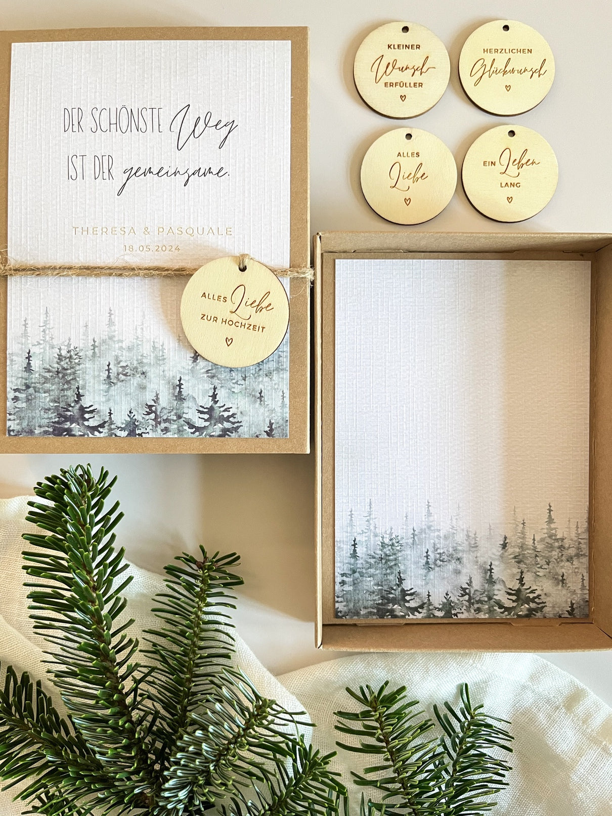 Personalisiertes Geldgeschenk zur Hochzeit | Tannen-Motiv