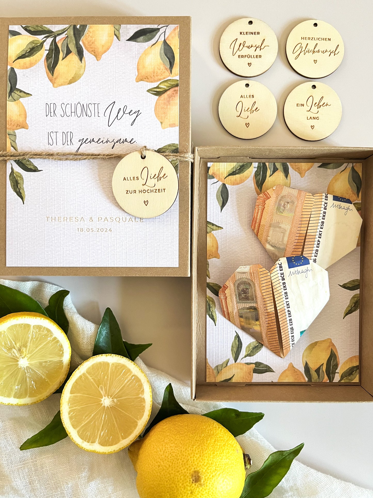 Personalisiertes Geldgeschenk zur Hochzeit | Zitronen-Motiv