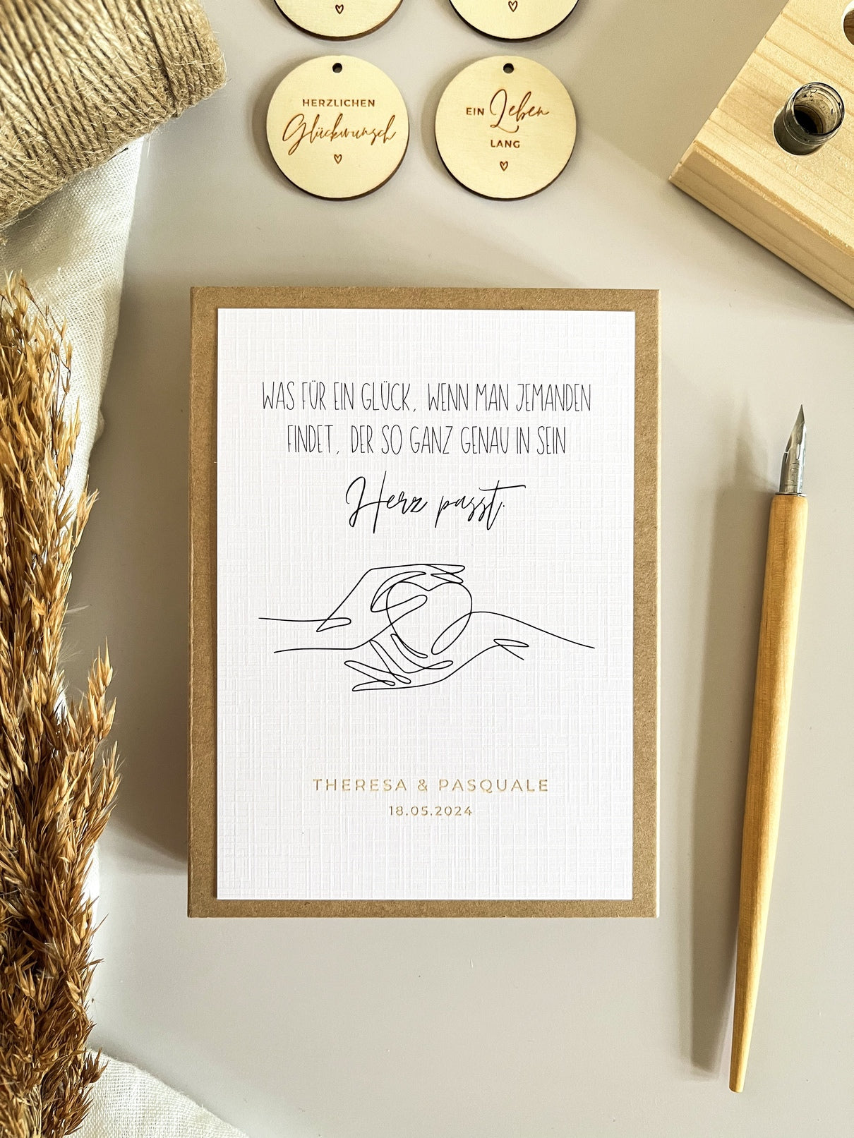 Personalisiertes Geldgeschenk zur Hochzeit | Minimalistisch | Hände mit Herz