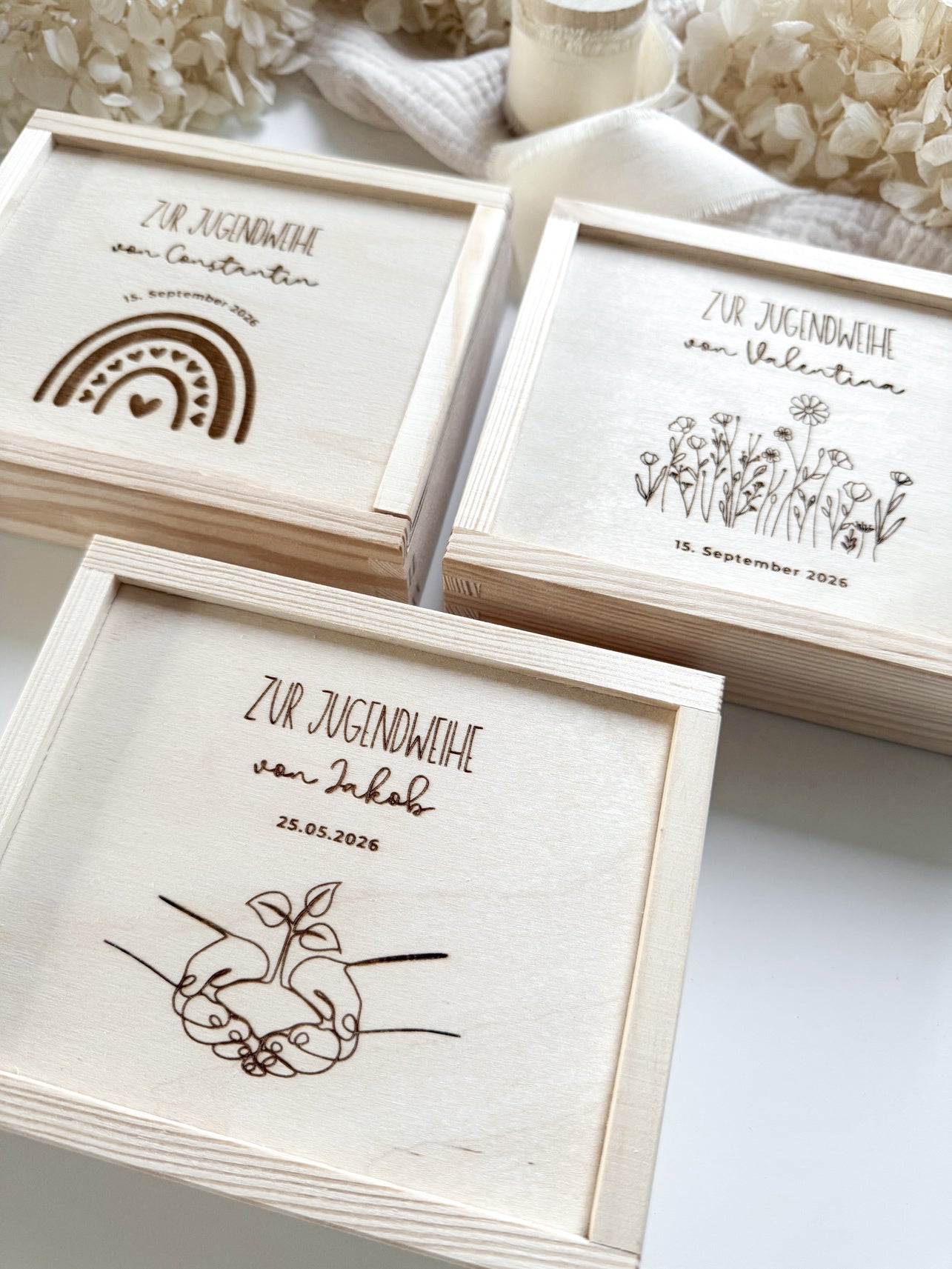 Personalisiertes Geldgeschenk aus Holz zur Jugendweihe | Blumenwiese