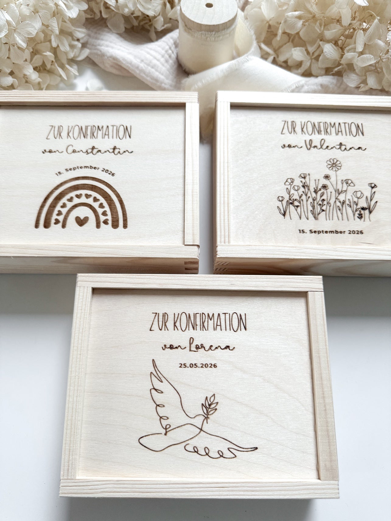 Personalisiertes Geldgeschenk aus Holz zur Konfirmation | Blumenwiese