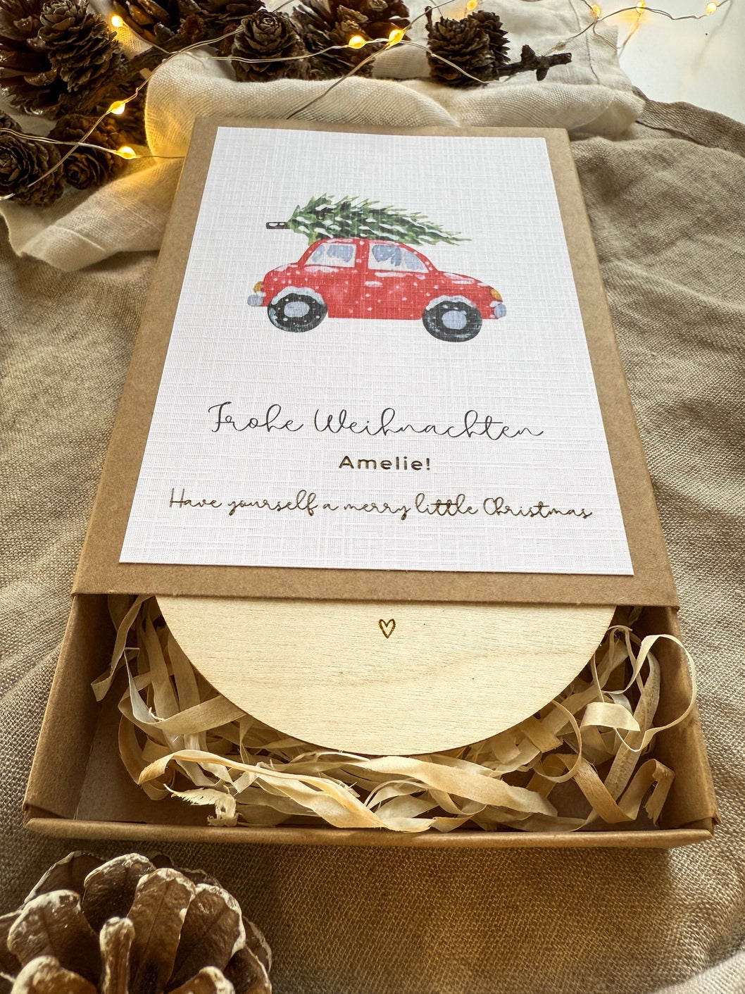 Personalisiertes Geldgeschenk zu Weihnachten | Auto mit Tanne
