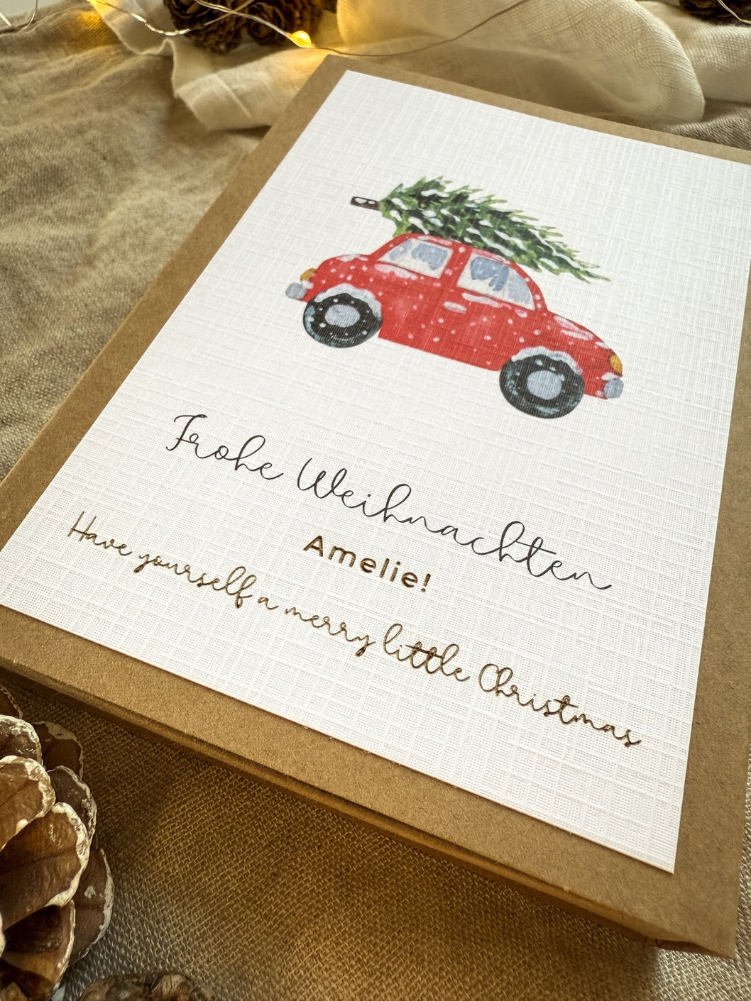 Personalisiertes Geldgeschenk zu Weihnachten | Auto mit Tanne