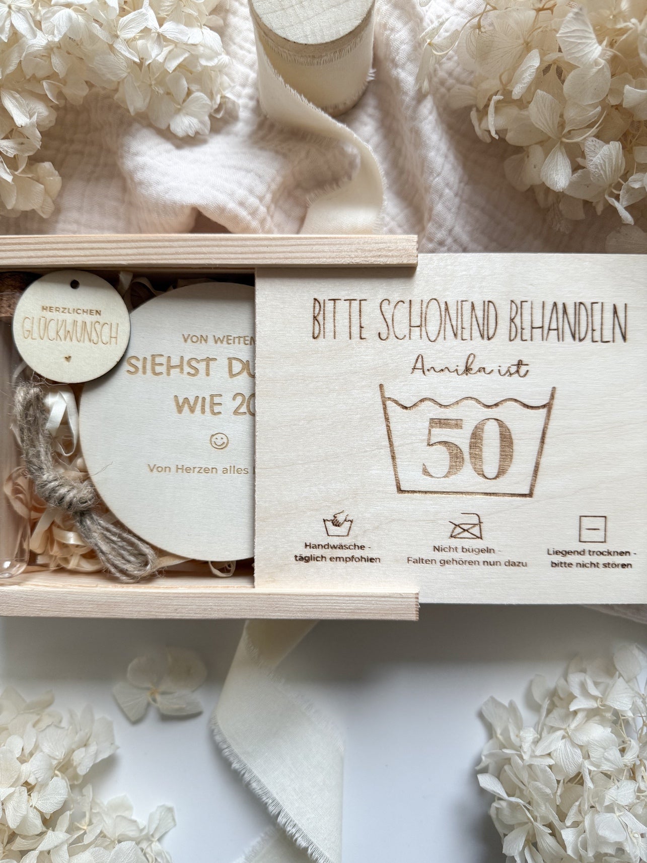 Personalisiertes Geldgeschenk zum 50. Geburtstag aus Holz