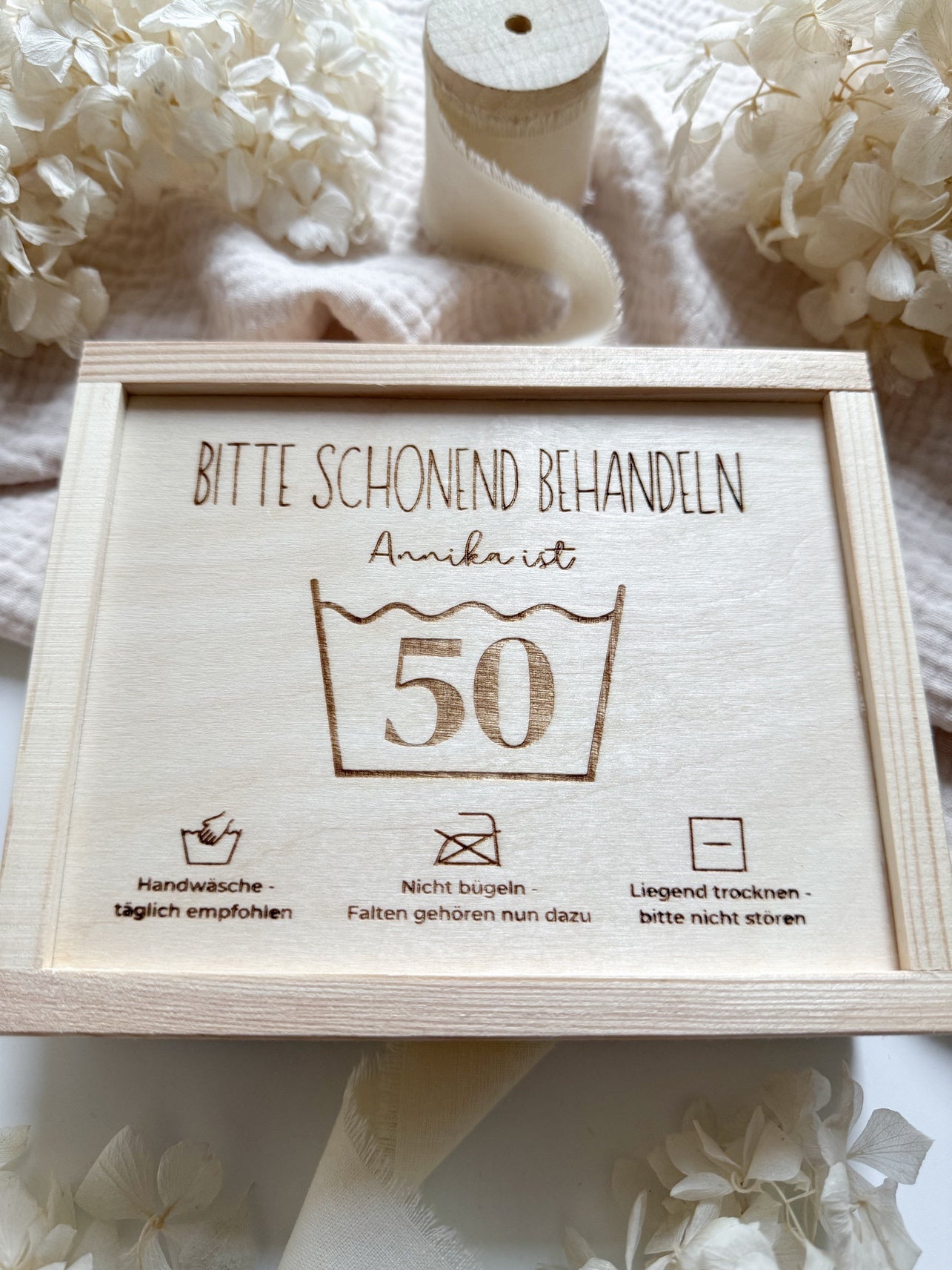 Personalisiertes Geldgeschenk zum 50. Geburtstag aus Holz