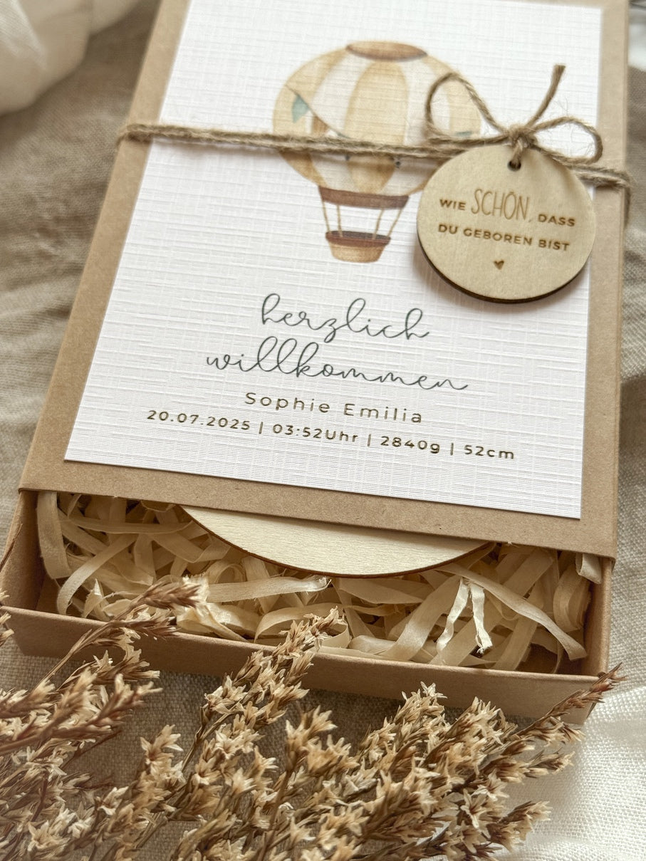 Personalisiertes Geldgeschenk zur Geburt | Heißluftballon