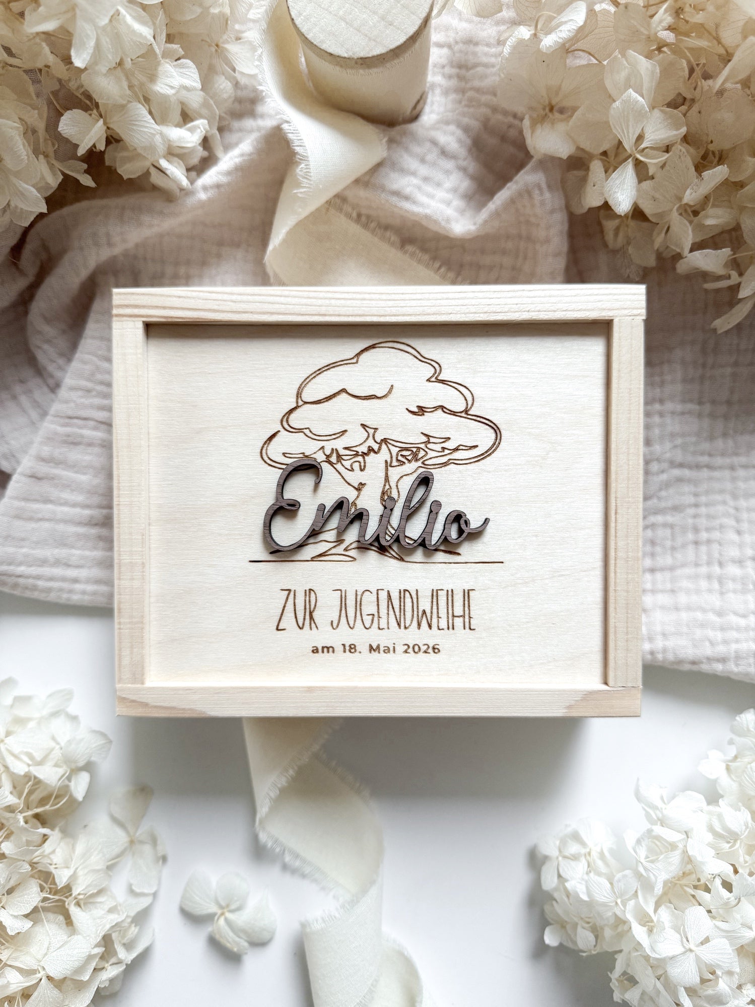 Personalisiertes Geldgeschenk aus Holz zur Jugendweihe | mit 3D-Schriftzug