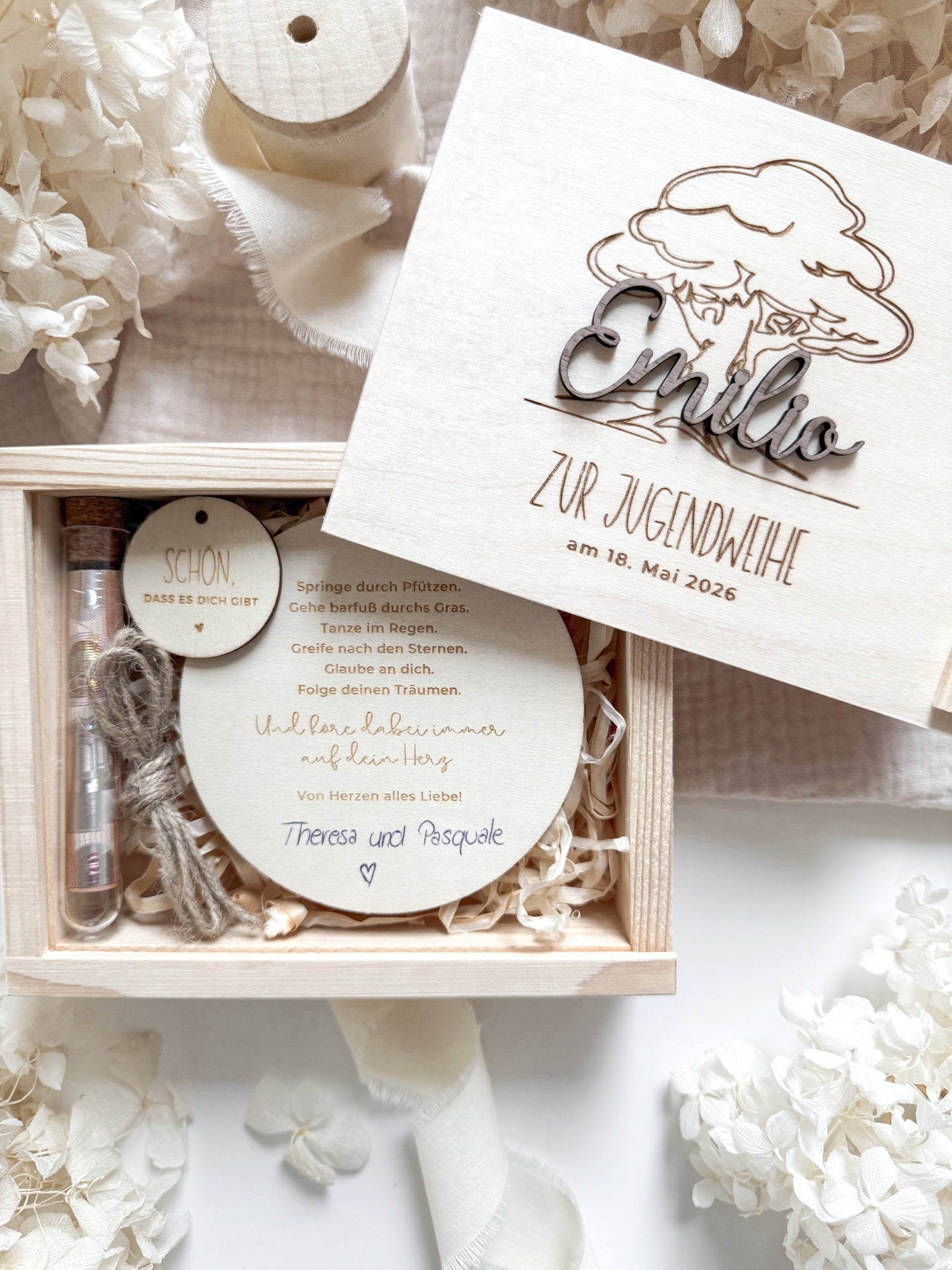 Personalisiertes Geldgeschenk aus Holz zur Jugendweihe | mit 3D-Schriftzug