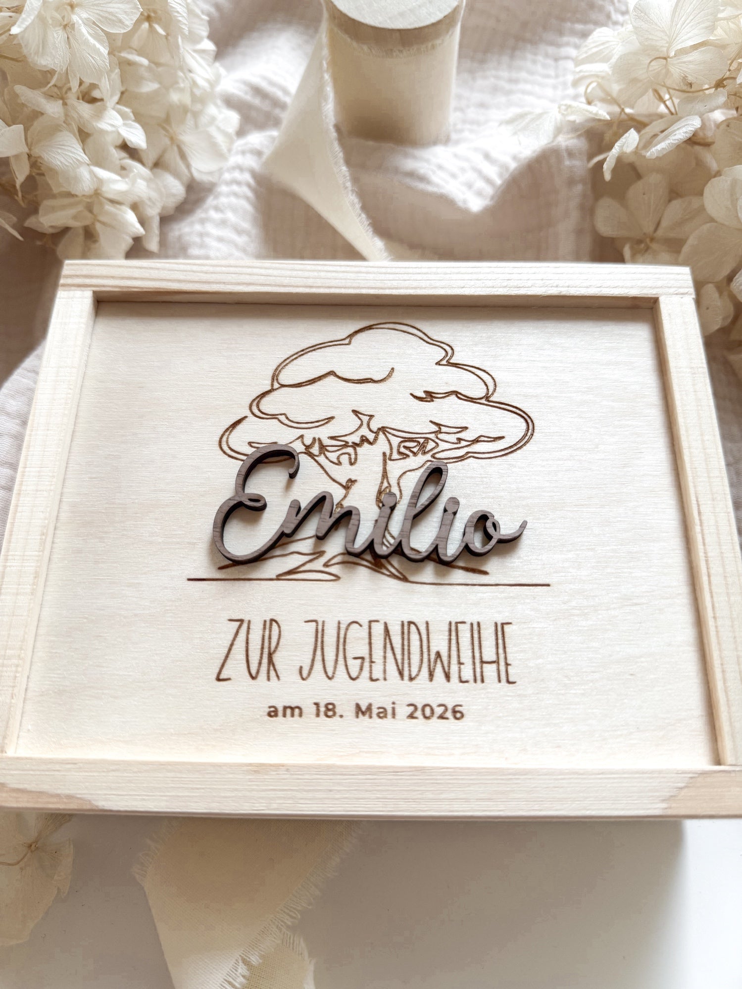 Personalisiertes Geldgeschenk aus Holz zur Jugendweihe | mit 3D-Schriftzug