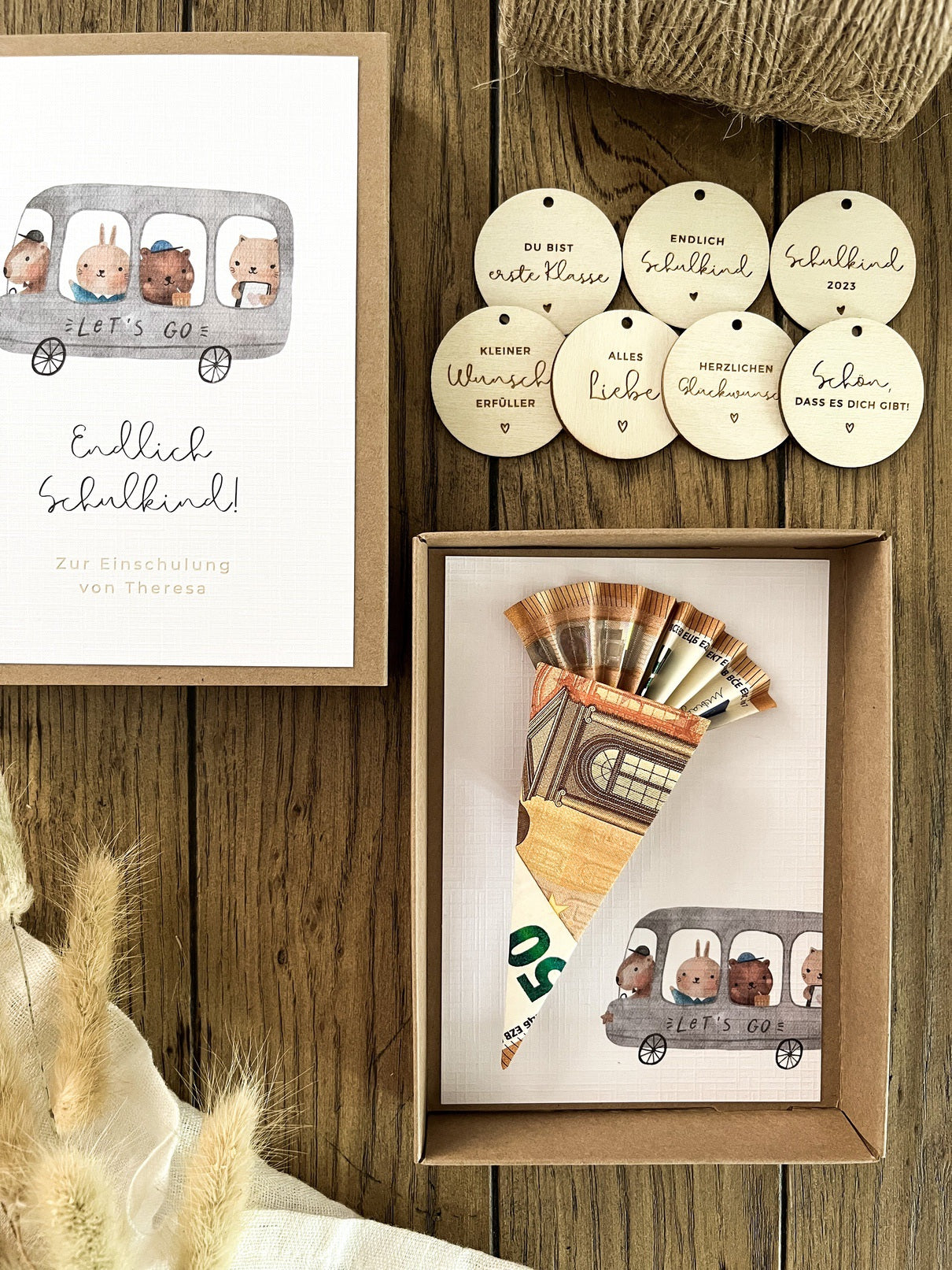 Personalisiertes Geldgeschenk zur Einschulung | Schulbus