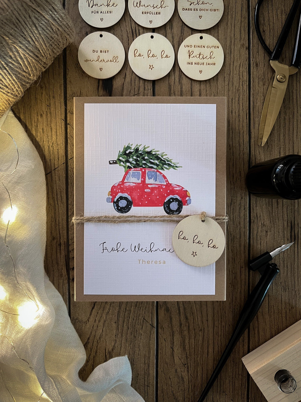 Personalisiertes Geldgeschenk zu Weihnachten | Auto mit Tanne