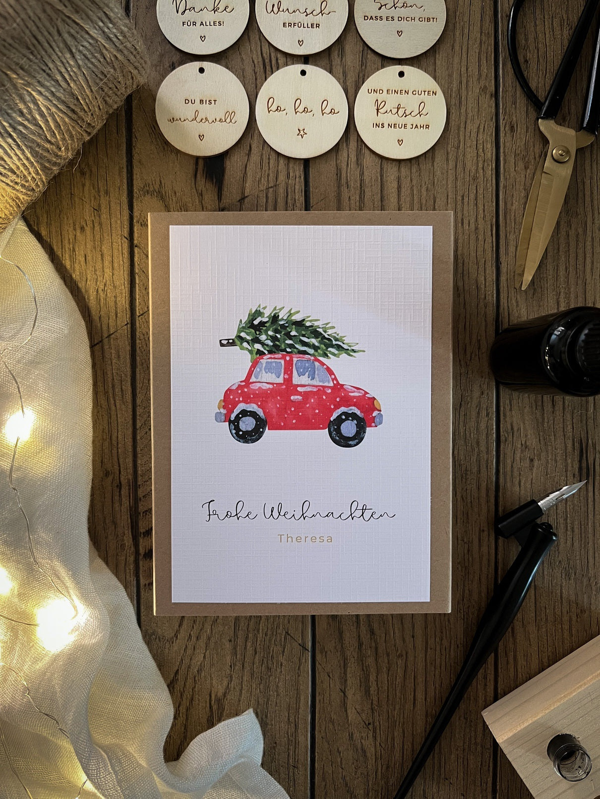 Personalisiertes Geldgeschenk zu Weihnachten | Auto mit Tanne
