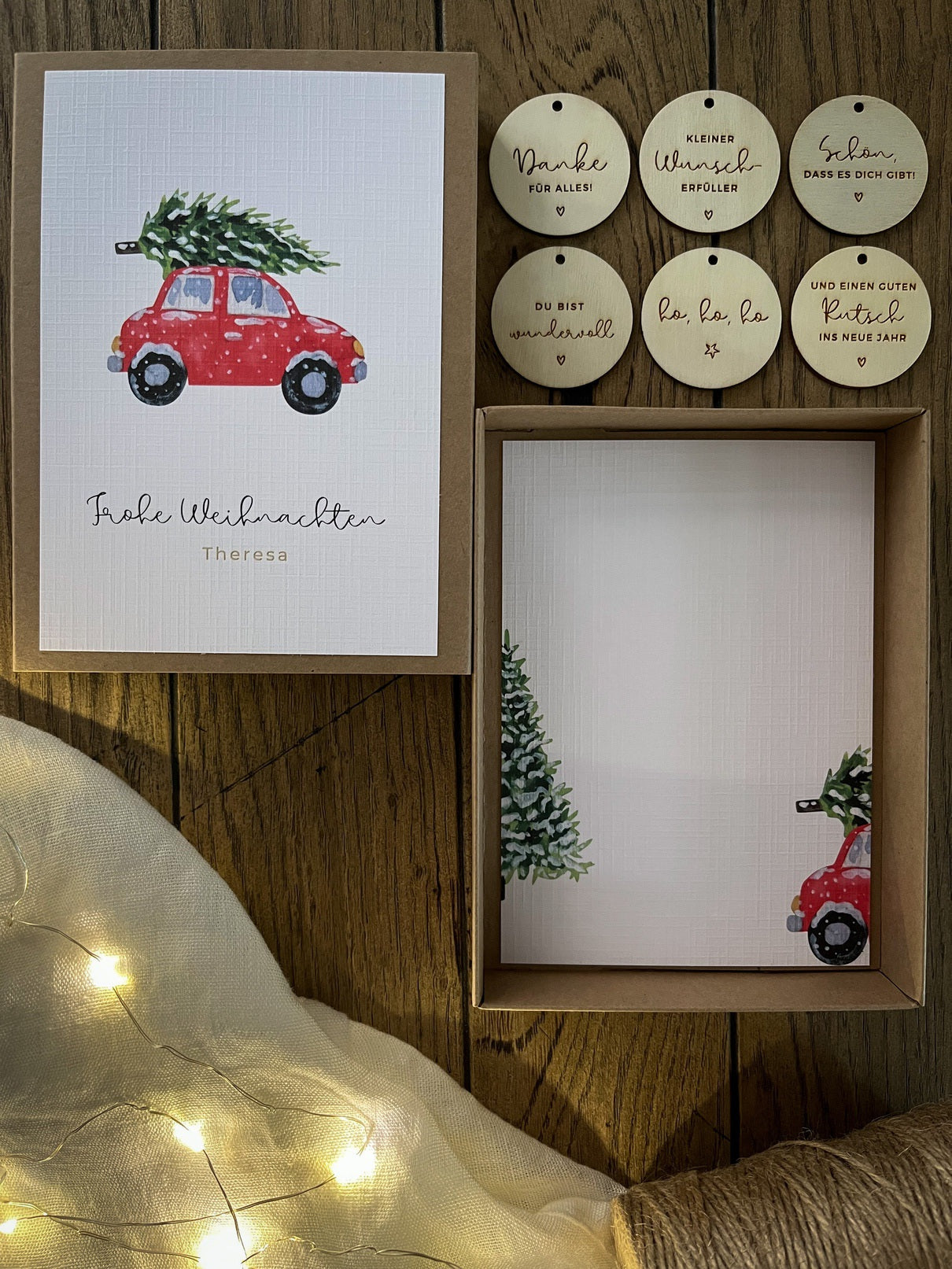 Personalisiertes Geldgeschenk zu Weihnachten | Auto mit Tanne