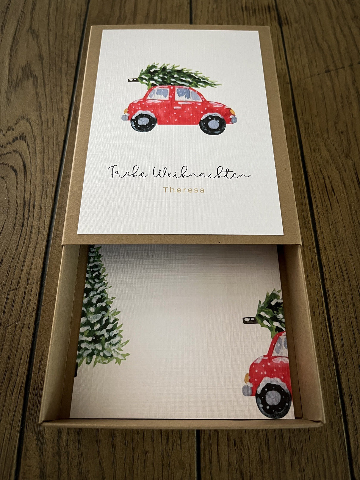 Personalisiertes Geldgeschenk zu Weihnachten | Auto mit Tanne