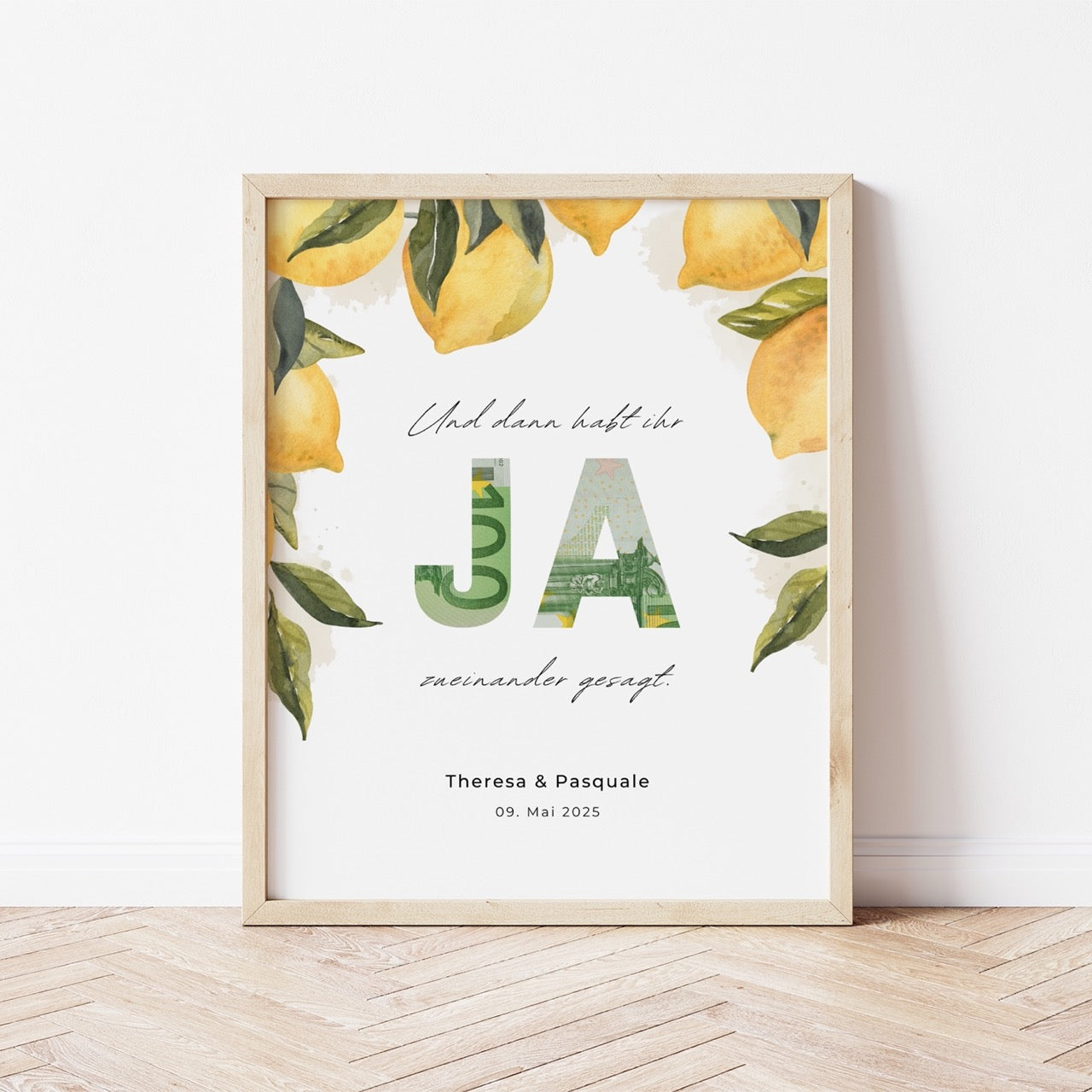 Personalisiertes Geldgeschenk zur Hochzeit "Zitrone" | Druckvorlage (digitaler Download)