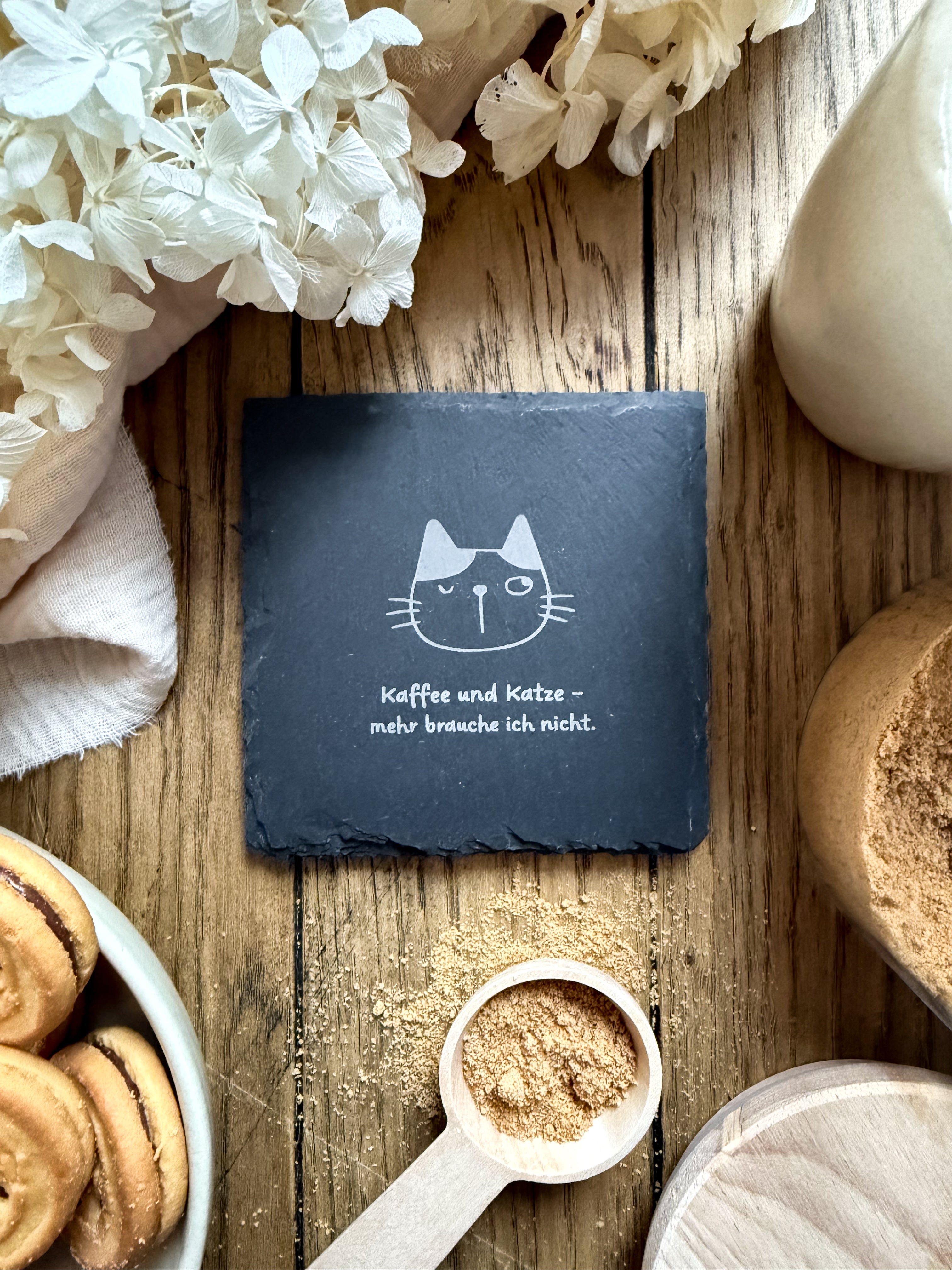 Schiefer-Untersetzer | Katzen Motive 4er-Set