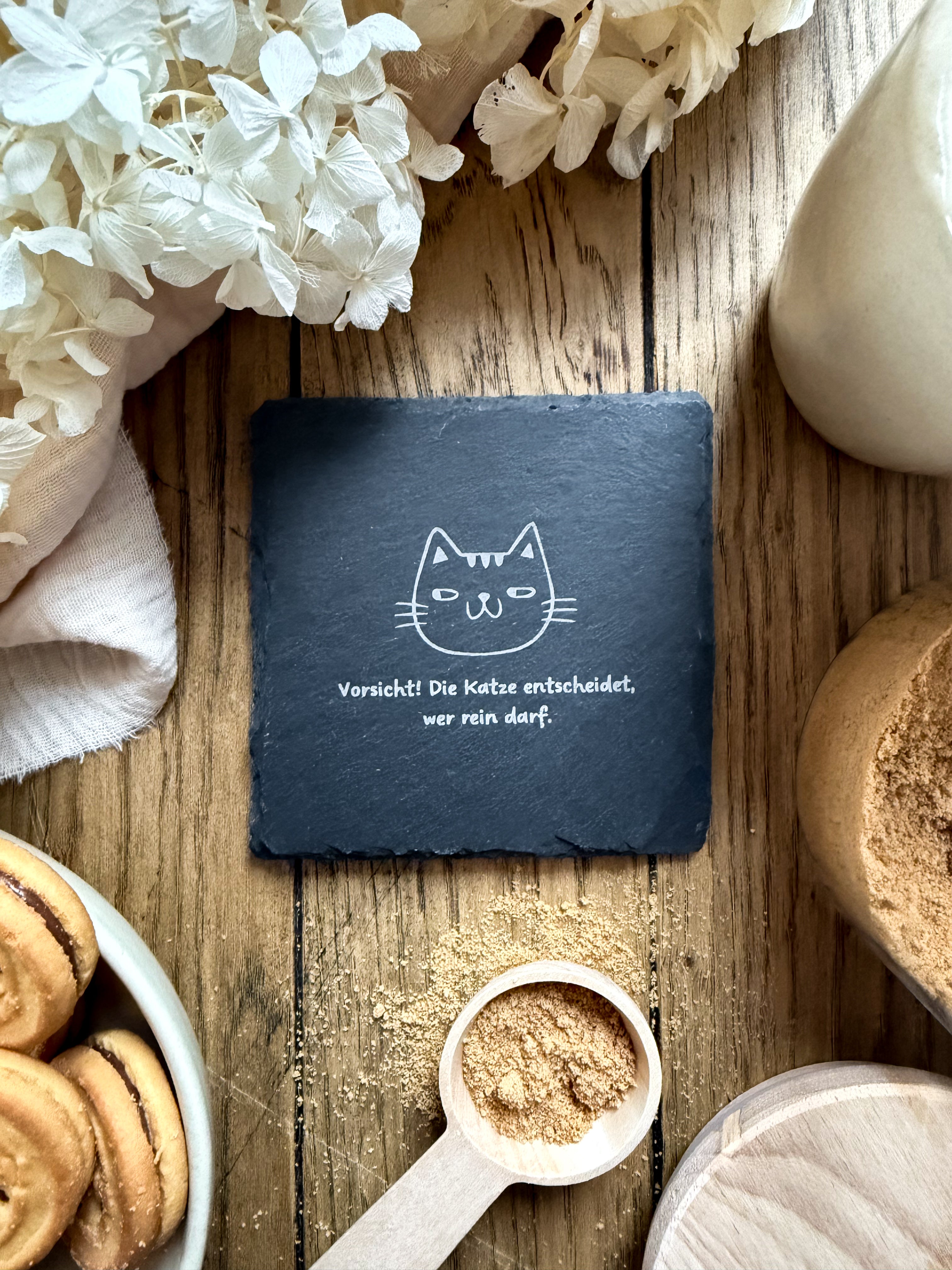 Schiefer-Untersetzer | Katzen Motive 4er-Set