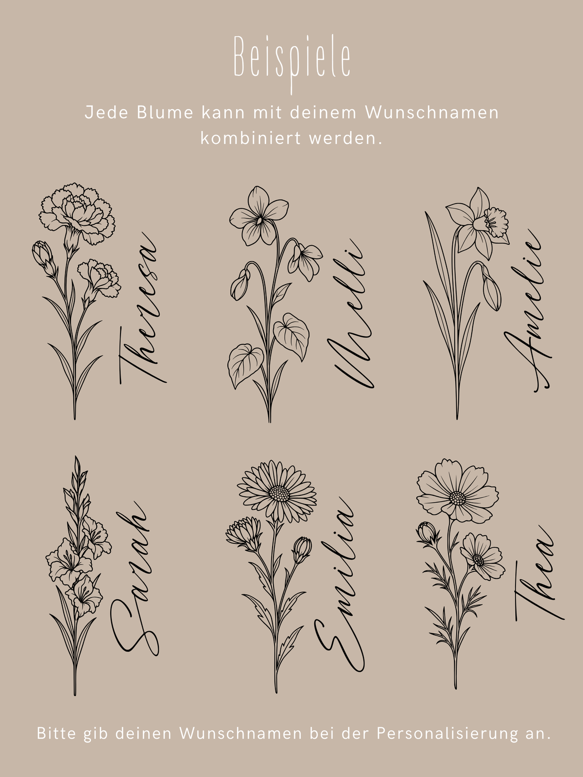 Personalisierter Thermobecher mit Namen | Geburtsblume