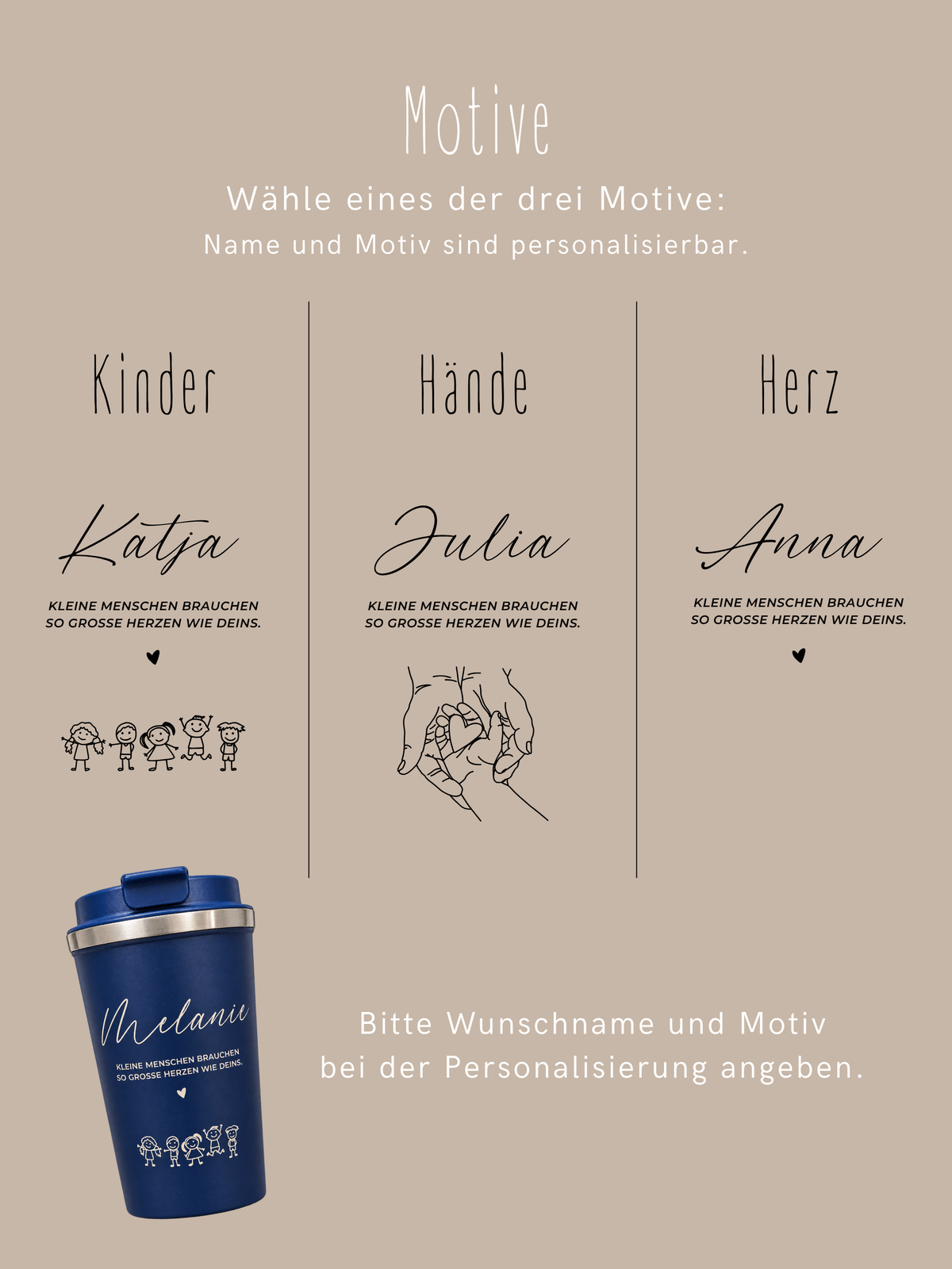 Personalisierter Thermobecher für Erzieher, Tagesmütter & Hebammen | Mit Namen