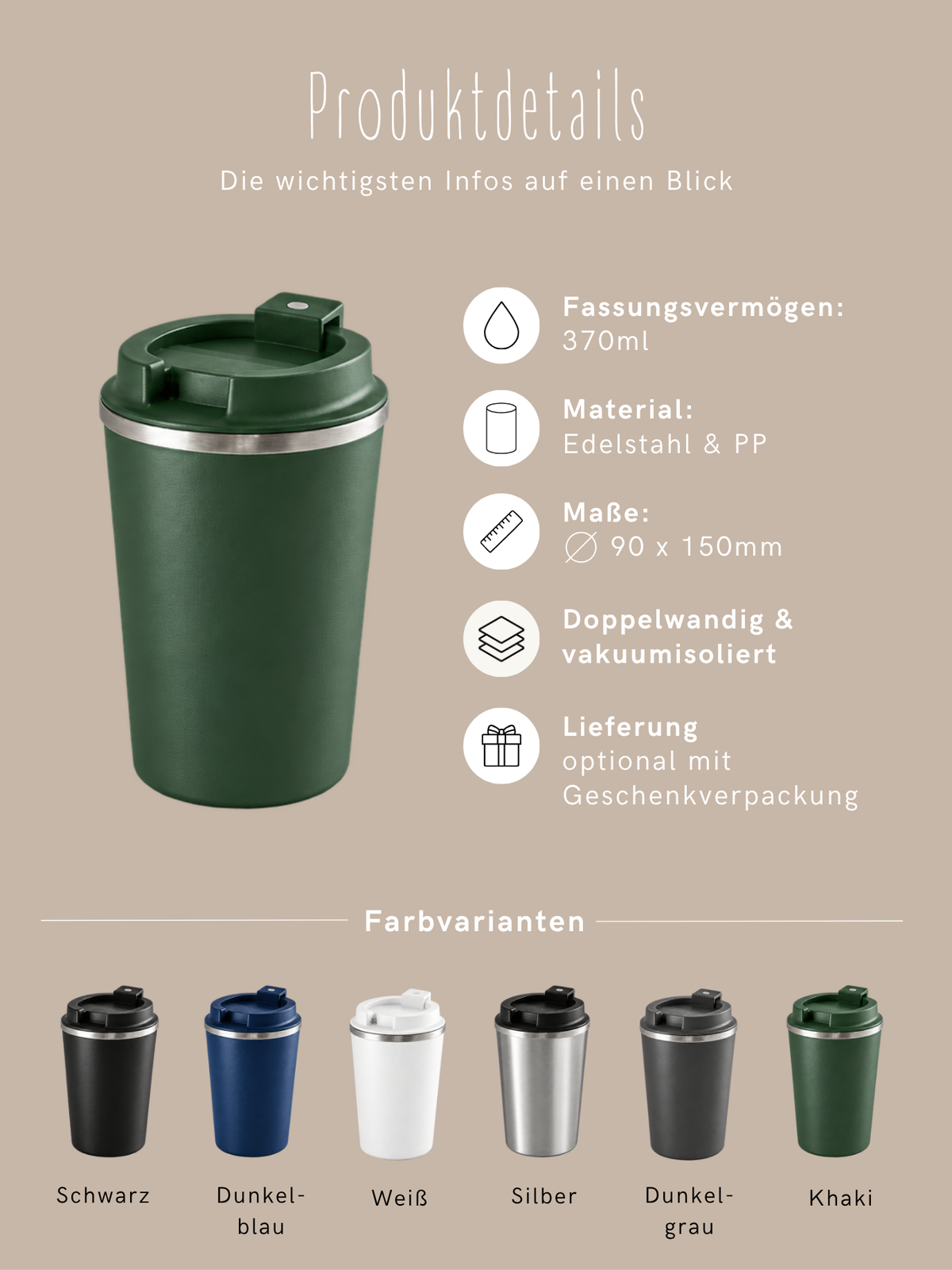 Personalisierter Thermobecher mit Namen | Geburtsblume
