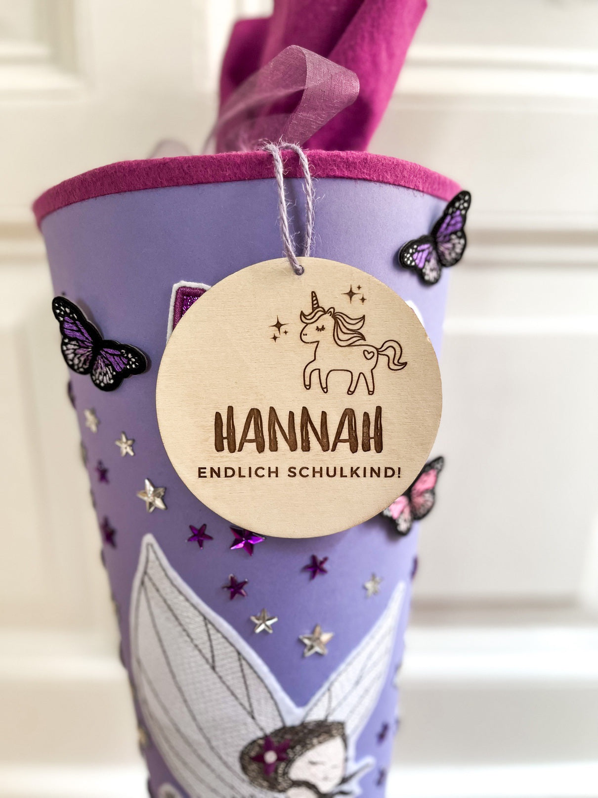 Personalisierter Schultütenanhänger aus Holz