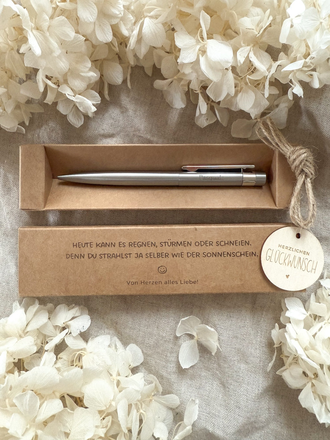 Personalisierter Kugelschreiber aus Edelstahl zum Geburtstag mit Geschenkbox | Heute kann es