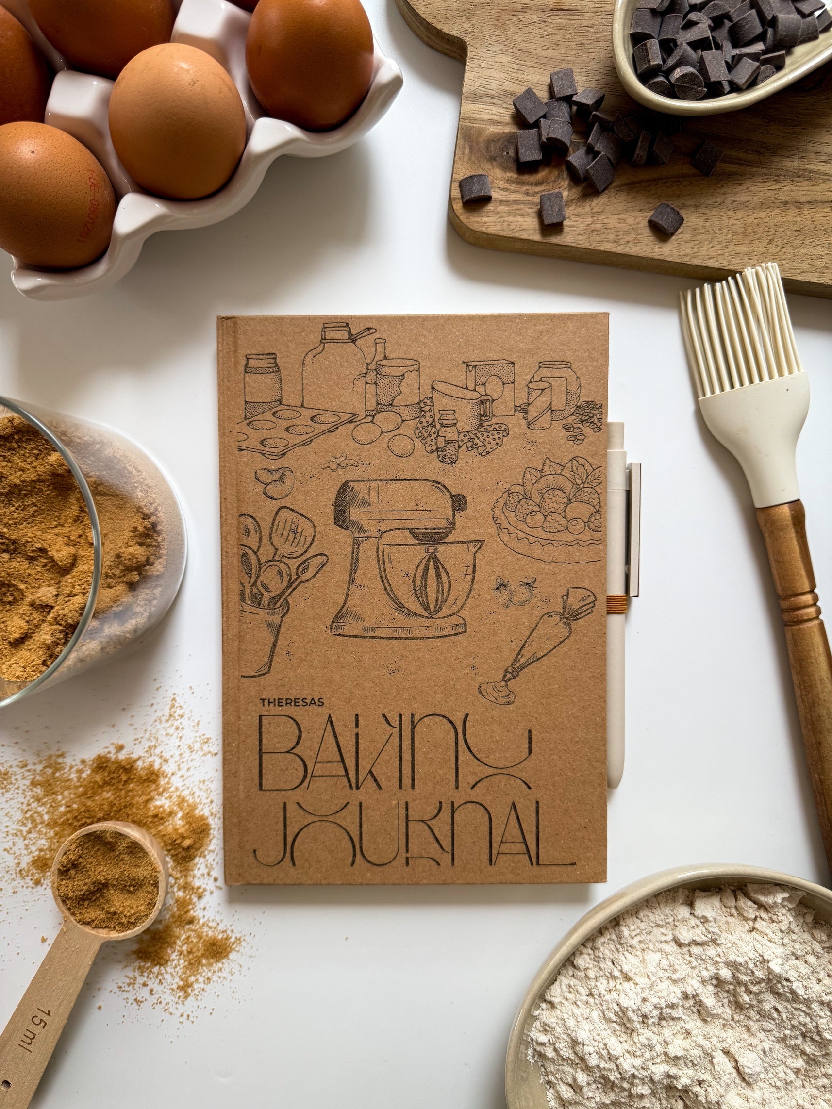 Personalisiertes Backrezept-Notizbuch (A5) | Rezeptbuch mit Gravur & Stift