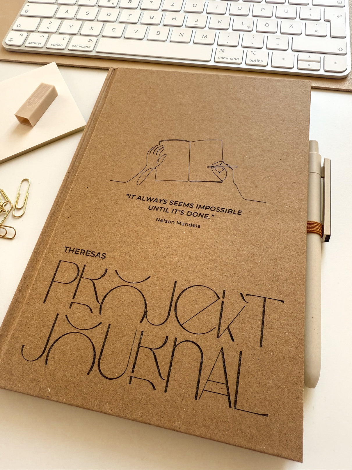 Personalisiertes Projektjournal | Notizbuch (A5) mit Gravur und Stift | Heft-Motiv