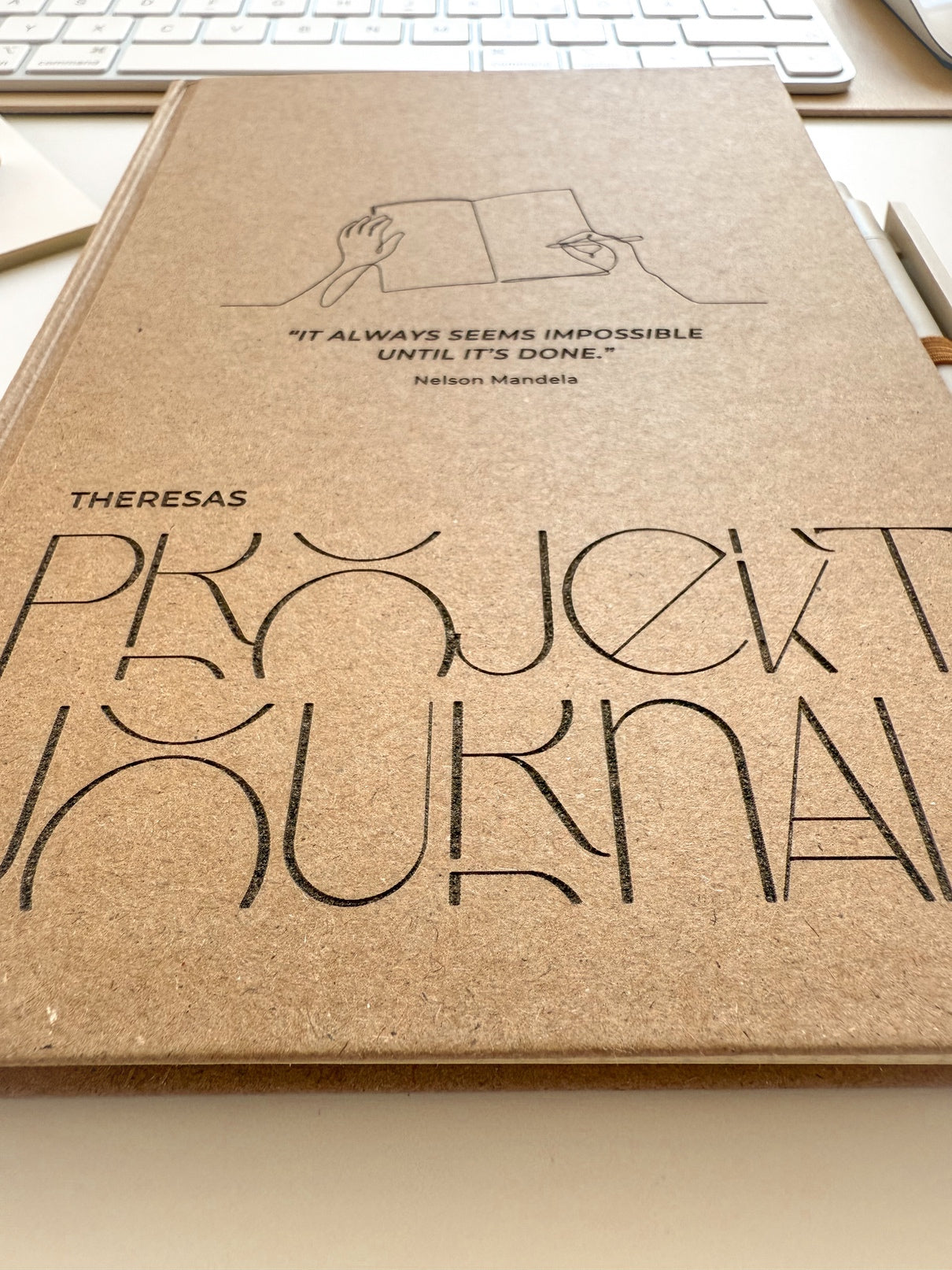 Personalisiertes Projektjournal | Notizbuch (A5) mit Gravur und Stift | Heft-Motiv