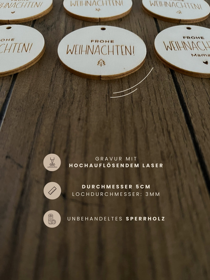 Personalisierte Geschenkanhänger für Weihnachtsgeschenke | 5er-Set