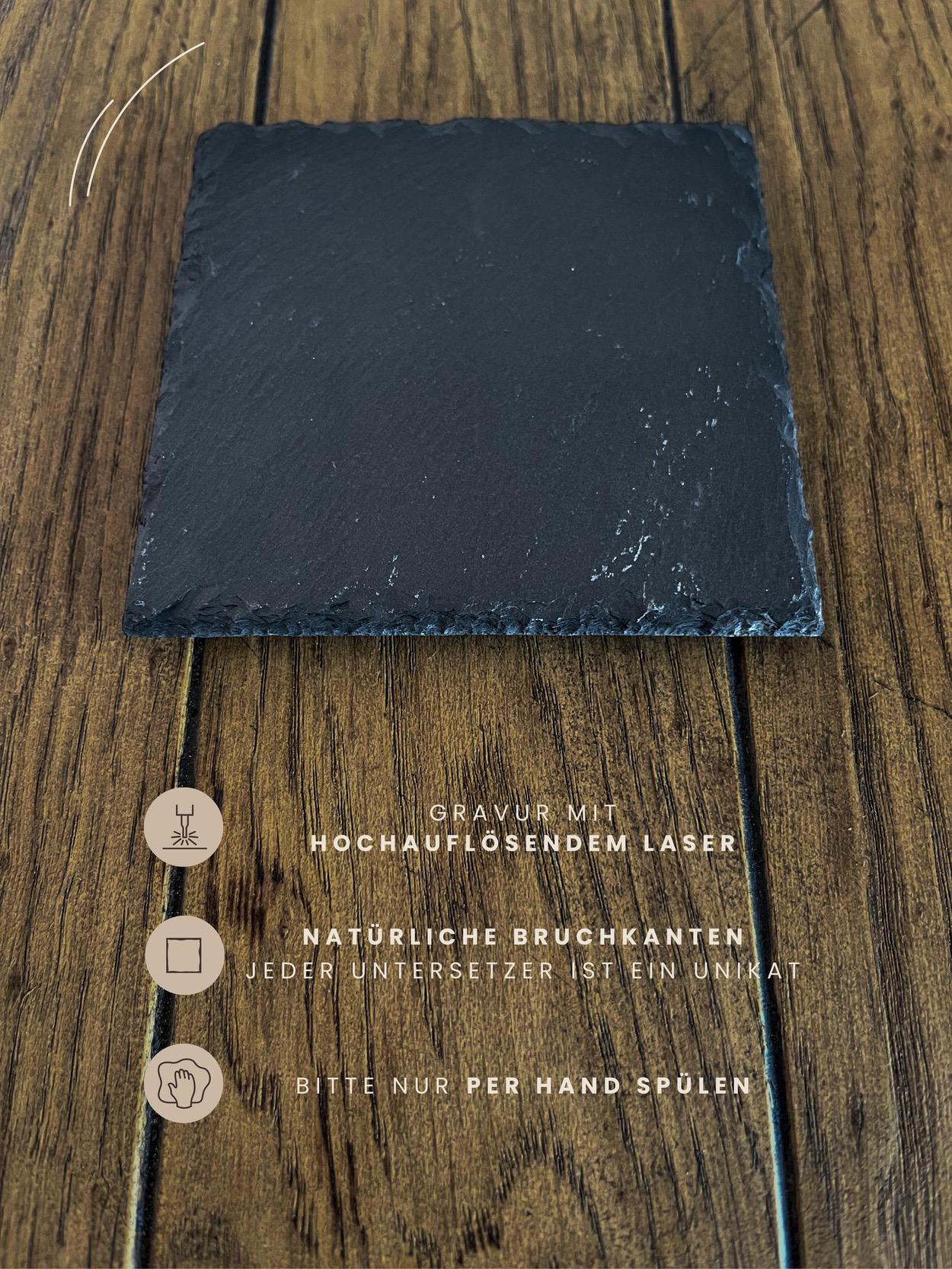 Schiefer-Untersetzer | Schön, dass du da bist 4er-Set