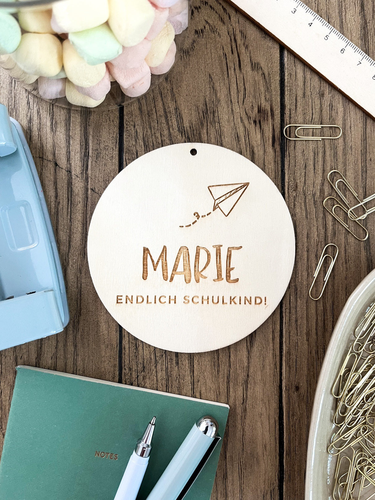 Personalisierter Schultütenanhänger aus Holz
