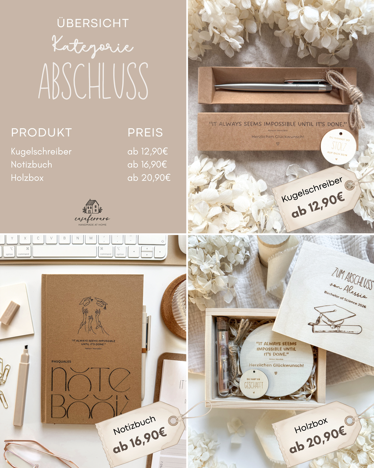 Personalisierter Kugelschreiber zum Abschluss mit Geschenkbox | Du hast es geschafft