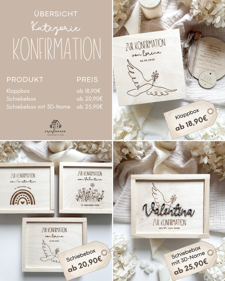 Personalisiertes Geldgeschenk aus Holz zur Konfirmation | Regenbogen