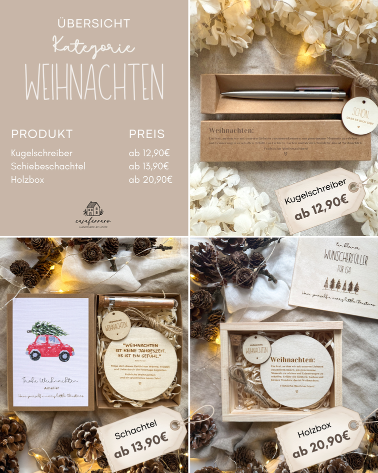 Personalisiertes Geldgeschenk zu Weihnachten aus Holz | Tannenbäume