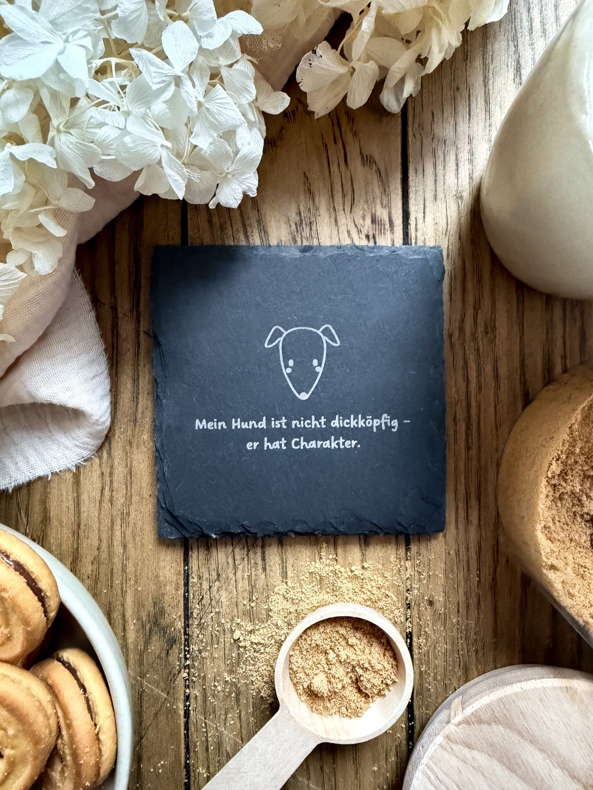 Schiefer-Untersetzer | Hunde Motive 4er-Set