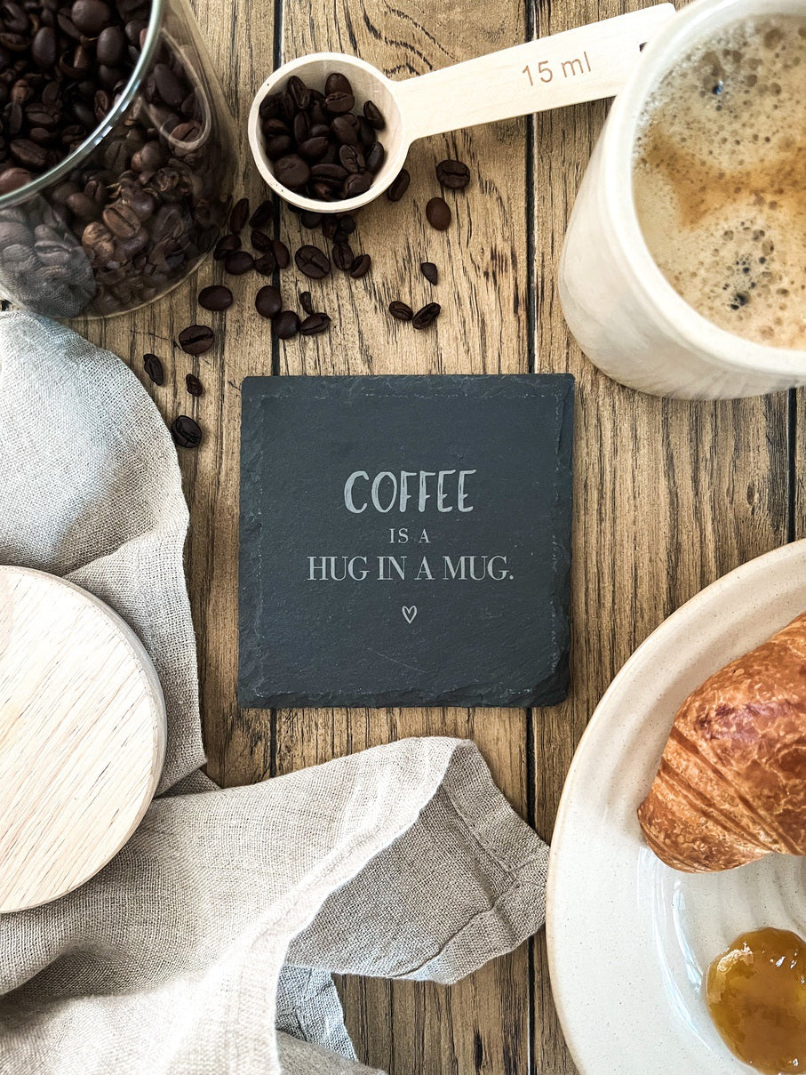 Schiefer-Untersetzer | Englische Kaffee-Sprüche 4er-Set