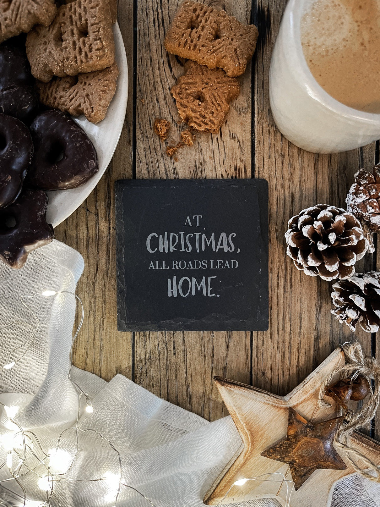 Schiefer-Untersetzer | Weihnachten 4er-Set