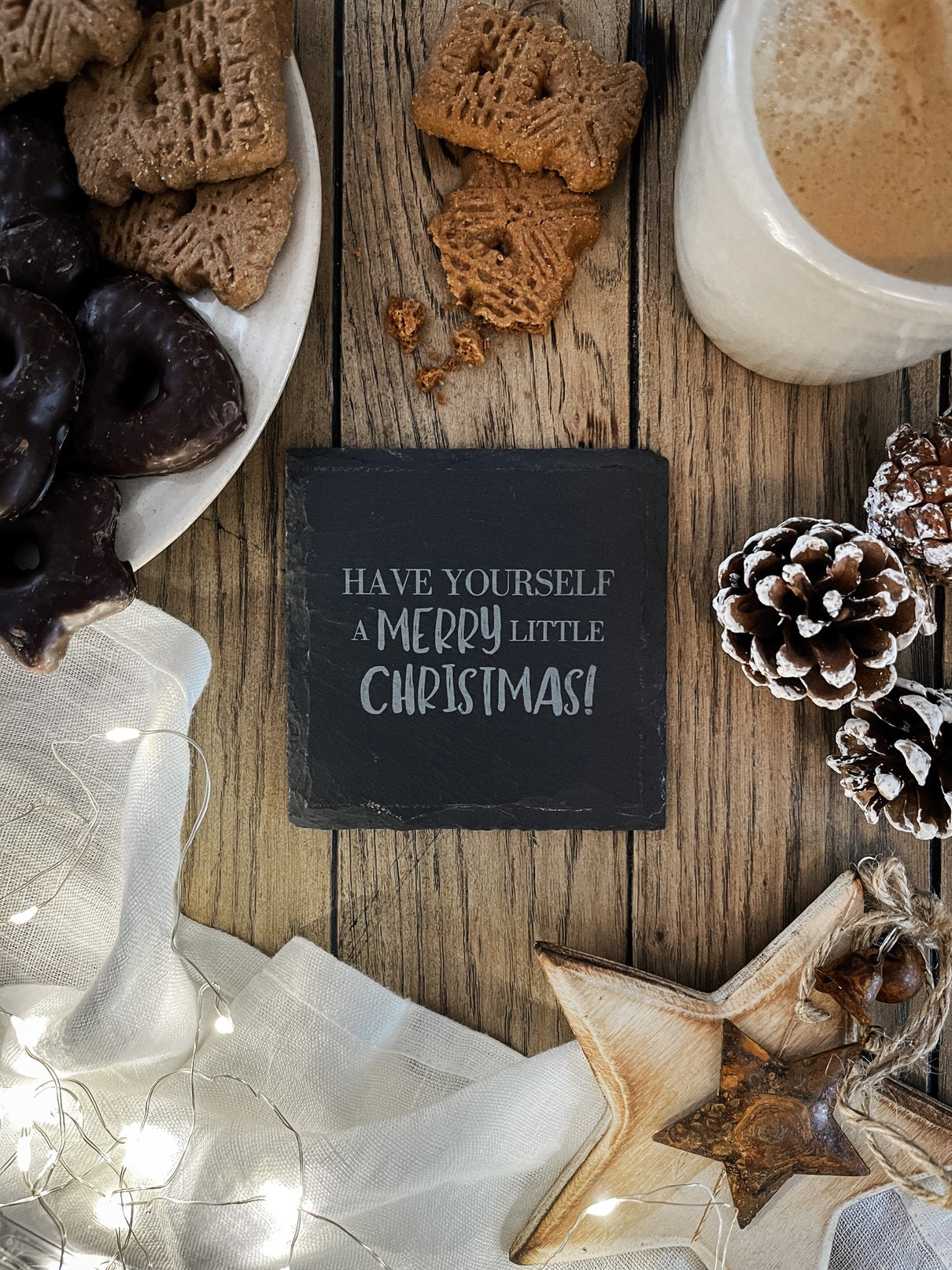 Schiefer-Untersetzer | Weihnachten 4er-Set