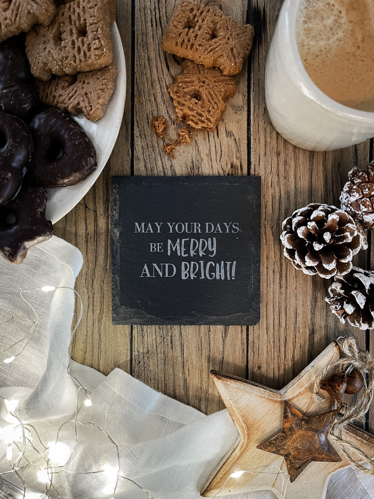 Schiefer-Untersetzer | Weihnachten 4er-Set