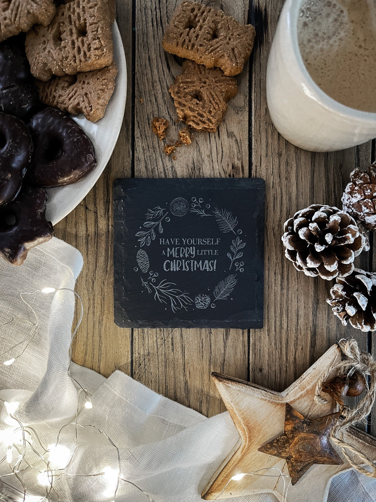 Schiefer-Untersetzer | Weihnachten 4er-Set